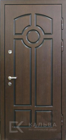Фото «Металлическая дверь орех с круговым декором и венге №555»