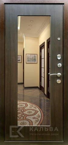 Фото №2 «Стальная дверь тёмная с хром полосами и зеркалом венге №45»